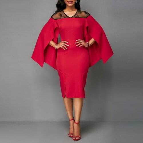 European Style Women Summer Vintage V Neck Sexy Gauze Patchwork Butterfly Sleeve Party Dress Fashion High Waist Elegant Dress