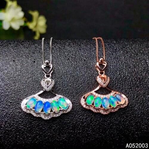 KJJEAXCMY Fine Jewelry 925 Sterling Silver inlaid Natural opal Female Pendant Necklace popular Support Detection