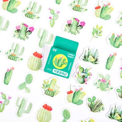46Pcs/Box Cute Succulent Cactus Series Mini Paper Sticker Package DIY Diary Decoration Sticker Album Scrapbooking