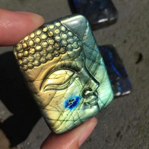 1pc Natural crystal stones carvings blue labradorite buddha flashy labradorite raw gemstones healing quartz carved pendant gifts