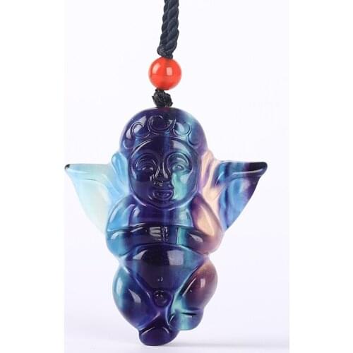 Koraba Natural Angel Stones Healing Rainbow Crystal Hand-Carved Gemstone Crystal Figurine Statue Guardian Pocket