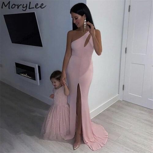 Prom Dresses One Shoulder Sleeveless Side Slit Spandex Satin Mermaid Prom Dresses With Zipper Back vestidos de fiesta de noche
