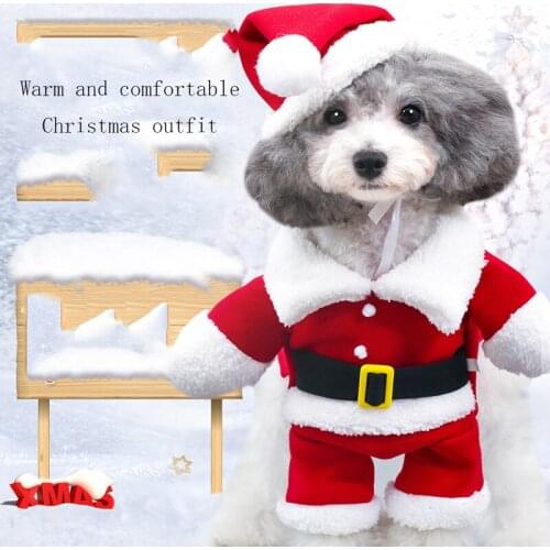 Santa Pet Dog Costume Christmas Clothes For Small Dogs Winter Dog Hooded Coat Puppy Cat Clothing Pet Supplies