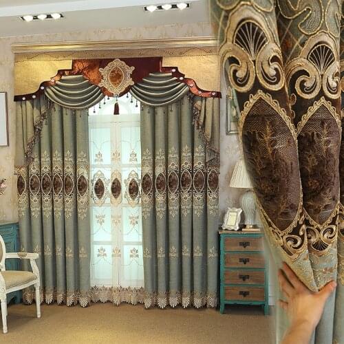 European-style high-end new luxury high-shading chenille curtains for Living Room Bedroom Embroidery Floor-to-Ceiling Windows