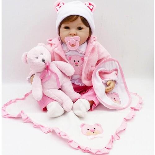 55cm Silicone Reborn Baby Doll Toys with Bear Pacifier Accessories Princess Dolls Lovely Birthday Gift Girls Brinquedos