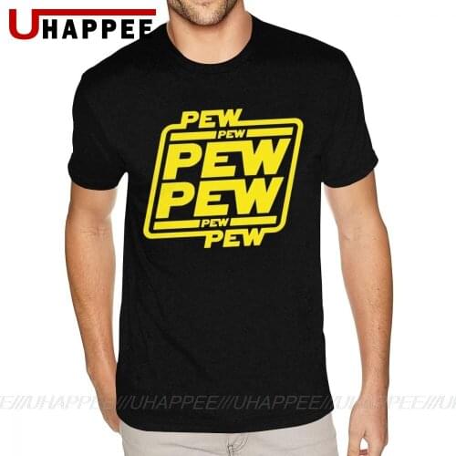 Sport Pew Pew Pew T-Shirt Men Custom Printing Short Sleeved Red O-neck Tees Shirt