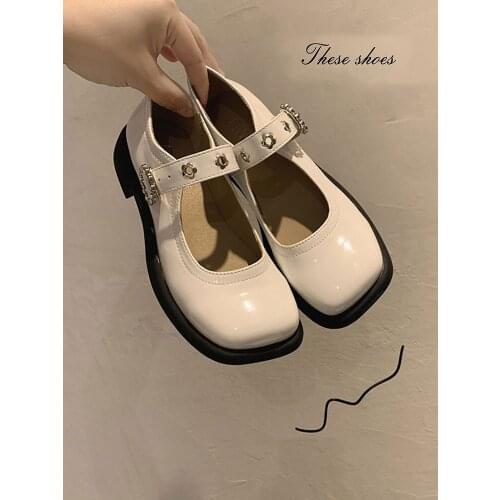 Mary Jane Shoes Womens Shoes Leather Shoes 2021 New Autumn Shallow Mouth Thick Heel Non-slip Fashion Retro Pumps