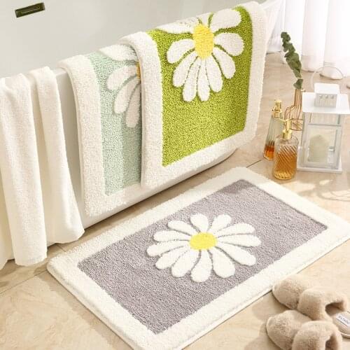 Daisy Bathroom Absorbent Floor Mats Fresh Toilet Door Mats Toilet Anti-slip Mats Household Carpets Bedroom Bathroom Decor