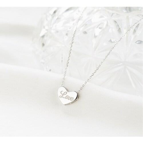 XLH5 925 Silver Neckalce Sweet Letter Love Heart Sterling Silver Necklaces 925 for Women