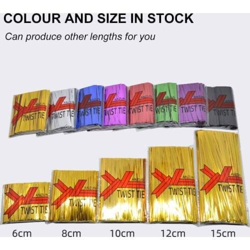 800pcs/bag Wire Metallic Twist Ties For Cello Candy Bag Steel Baking packaging ligation lollipop dessert sealing twist tie
