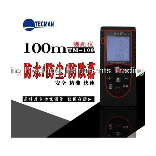 0.1m-100M 328FT Professional Handheld Laser Range Finder Distance Meter Tester Area Volume Pythagorean Measure TECMAN TM100