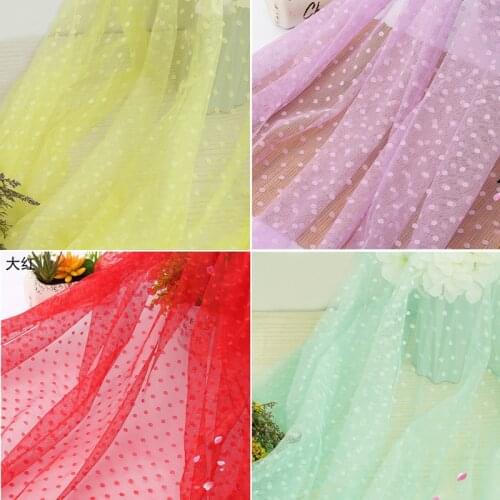 160Wide Green Yellow Red Jaquard Polka Dot Mesh Lace Fabric For Girls' Tulle Dress Wedding Garment Sewing Decorative Net Fabric