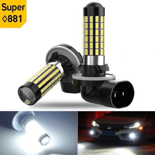 2pcs Super Bright H27W H27 Led H27W/2 881 Led Bulb Fog Lights Cars Led Fog Driving Lamp High Lights Car Light Sourse 6000K White