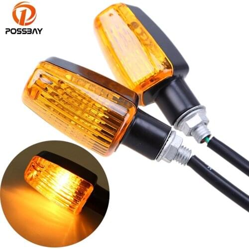 POSSBAY Motorcycle Turn Signals Lights Motorbike Flasher for Suzuki Harley Honda CB400 CB1300 Cafe Racer Indicators Lights