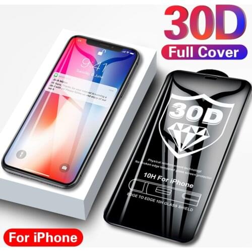 30D Protective Glass on For iPhone X XS 11 Pro Max Xr Screen Protector Tempered Glass on iPhone 7 8 6 Plus 10 SE 2020 Full Cover