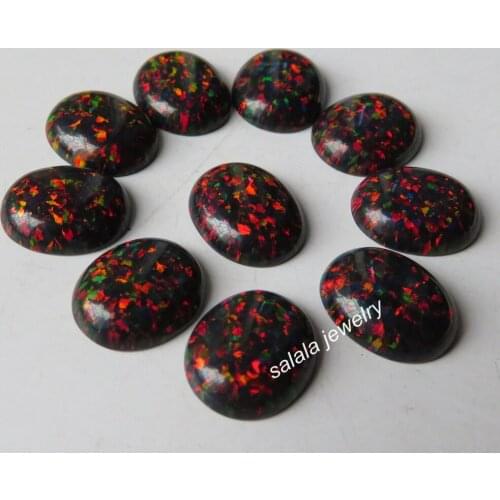 50pcs/lot 10x12mm Oval Opal OP71 Black Opal Synthetic Oval Cabochon Fire Opal Stone Oval Cabochon Opal for Jewelry
