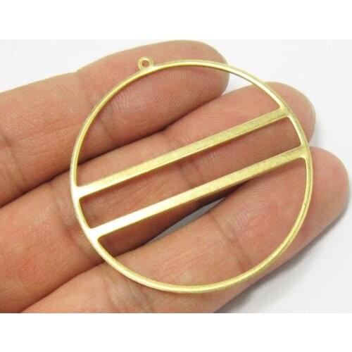 Brass round pendant 45.2x43x1.1mm Round earrings findings Necklace charms -10pcs R735