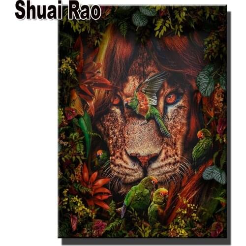 African Lion Bird diamond painting,full,square,round diamond embroidery Animal Leaves,mosaic diamond diy handwork puzzle diamant