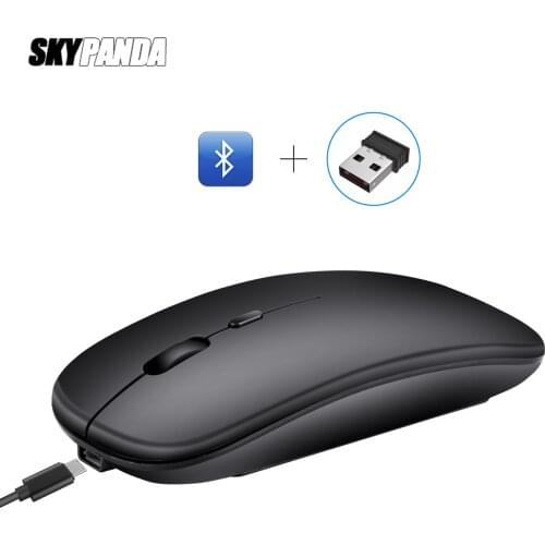 2.4Ghz + Bluetooth5.0 Wireless Mouse Chargeable Type-C USB Receiver Gaming Mouse 1600 DPI 5 Color Choosing Slim Mute Mouse