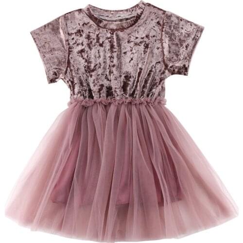 Kids Baby Girls Dresss Velvet Tutu Lace Dress Toddler Baby Princess Party Tulle Dresses Summer Short Sleeve Girl Clothes
