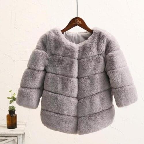 Children Faux Fur Coat Baby Boy Girl Imitation Fur Spliced Outerwear Winter Thicker Warm Jacket Modis Kids Clothes Overcoat Y15