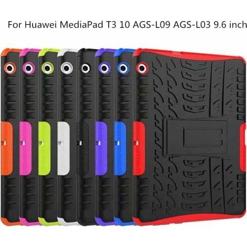 For Huawei MediaPad T3 10 AGS-L09 AGS-L03 9.6 inch Shockproof Heavy Duty Impact Hybrid Armor Kick stand Hard case cover + pen