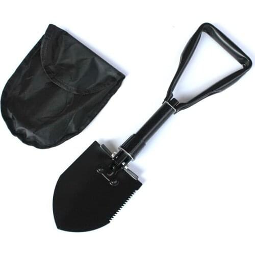 Folding Engineer/Car/Camping Shovel Carbon Steel Mul Easy Grip Saw Edge Hard Sturdy Abrasion-resistant Coat Triangular Handle