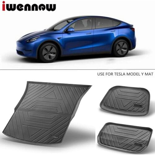 Model Y Trunk Mat TPE Car Waterproof For Tesla ModelY Accessories Cargo Tray Floor Carpet Mud Pad Protector Storage Front LOGO