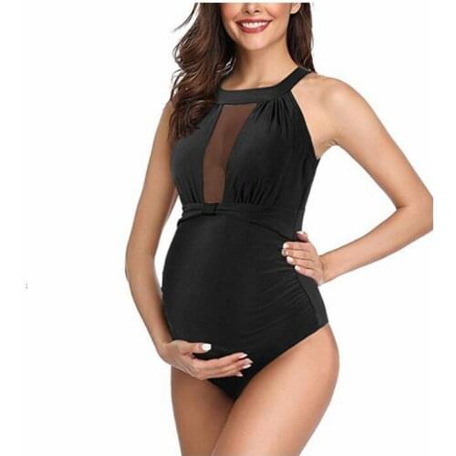 Pregnant womens swimwear solid color one-piece explosion models folded pleated drag belly sexy maternity swimwear