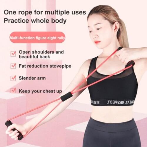 2020 Hot 8 Rally Yoga Elastic Band 8 Word Chest Expander Rope Workout Muscle Fitness Rubber Elastic Bands Fitness Elastic Band