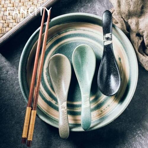 FANCITY Simple and personalized new Japanese style small soup spoon rice spoon soup spoon ceramic household restaurant small spo