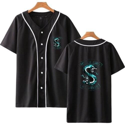 Hoodie River uniform T-shirtShirt Men 2019 New Valley Town Baseball Hooded Button Short Sleeve Retro Shirts Tops Blouse