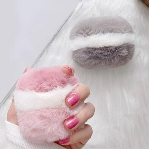 For Airpods Pro Warm Hybrid Striped Color Soft Fur Plush Case for Apple Airpods 1 2 3 Fluffy Hairy Wireless Earphone Cover Box