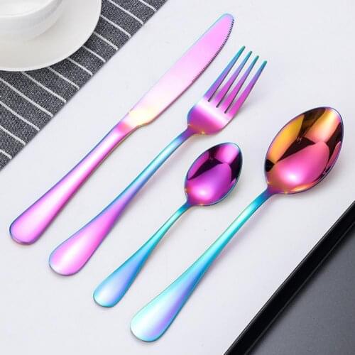 4Pcs/Set Flatware Set Polished Modern Style Exquisite Waterproof Tableware Set for Kitchen
