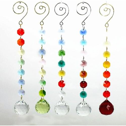New arriva!! 5pcs Top quality 220mm Crystal Octagonal Garland Strands With Faceted ball Suncatchers For Wedding Decoration