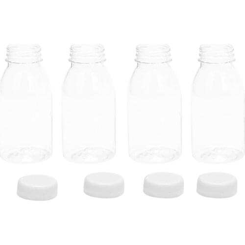 250ML Plastic Bottles with Caps, Clear 59Pcs - Empty PET Juice Containers Bottle in Bulk, White Tamper Resistant Lids