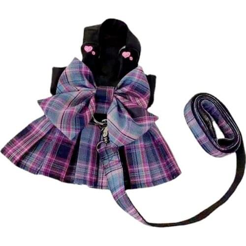 Pet Dog Cat JK Uniform Traction Ves Leash Clothes Dog Collars Walking Leash Poodle Yorkshire Bichon Pomeranian Chest Harness