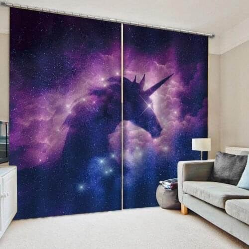 Customized size Luxury Blackout 3D Window Curtains For Living Room purple curtains horse curtain