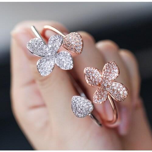 Luxury Leaf Flowers Full Micro Cubic Zirconia Paved Fashion bracelet Woman Jewelry Gift Gold/silver plated shiny Charms bracelet