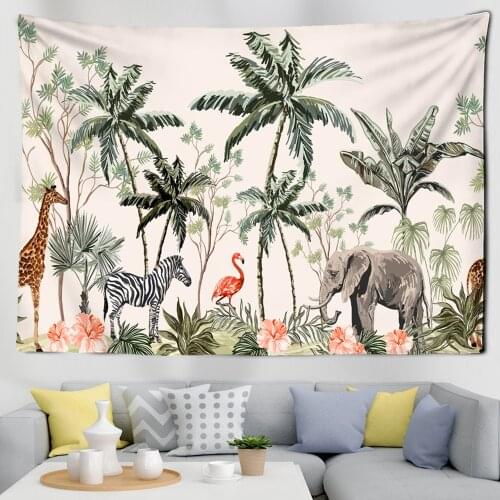 Nordic Sun Moon Abstract Mountain Nature Tapestry Tree Forest Animal Landscape Wall Hanging Blanket Psychedelic Wall Cloth