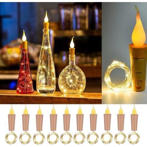 LED Candle Wine Bottle Lights with Cork 90cm 10 LEDs Fairy String Lights Copper Wire Holiday Lighting for Festival Party Decor