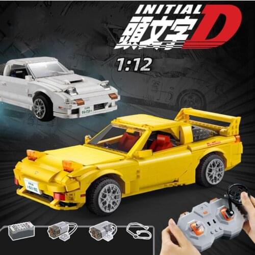 Technics japan Initial D 2.4Ghz remote radio car build block 1:12 scale redsun mazda SAVANNA RX-7 FC FD model rc toys with light