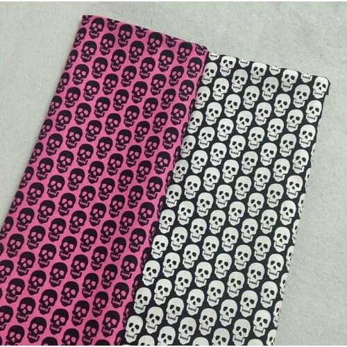 Brand New Black White Pink Skull Head Printed Cotton Fabric 50x105cm Skull Fabric Patchwork Cloth Dress Home Decoration