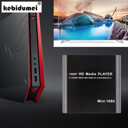 Kebidumei 1080P Mini USB External HDD Player Full HD With SD MMC Card Reader Host Support Mkv Hdd HDMI-compatible Media Player