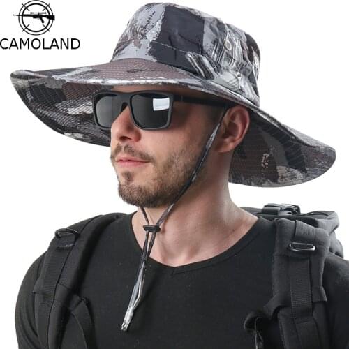 Waterproof Bucket Hats Tactical Sniper Camouflage Sun Boonie Hat Foldable UV Protection Nepalese Militares Army Cap Hiking Men