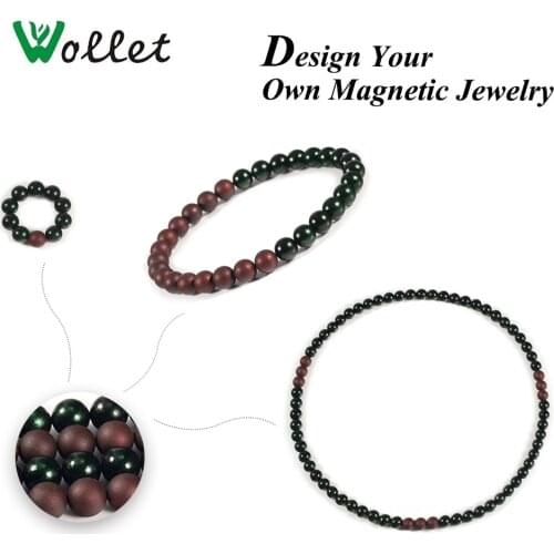 Wollet Jewelry Magnetic Therapy Beads of Bracelets Necklaces DIY Adjustable Brown And Dark Green