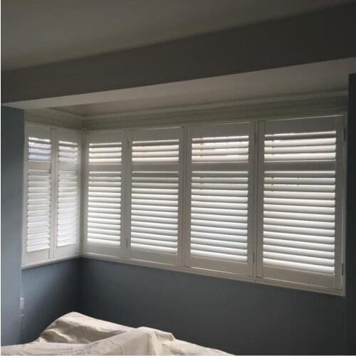Custom Basswood Plantation Shutters Wooden Blinds Solid Wood Shutter Louvers PS253