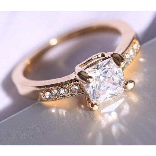 Women engagement rings Crystal Rings For Bride wedding gold ring Girl Gift Fashion Jewelry