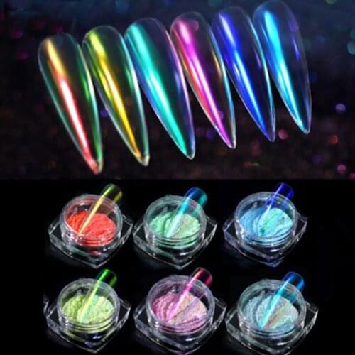 1 Box Aurora Neon Pigment Powder Ice Through Nude Nail Art UV Gel Polishing Chrome Flakes Pigment Dust Decorations Manicure