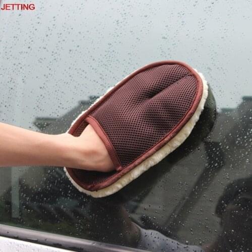 1 pc Car Window Cleaning Beige Car Cleaning Cloth Wool Glove Wash Cleaning Supplies for Car Accessories microfiber car wash